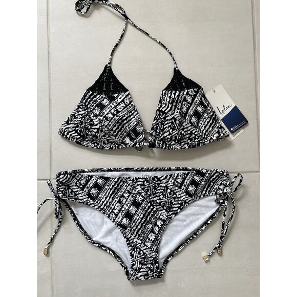 Leilani Swim 10/12 Bikini Swimwear Crochet Multicolor Print Swimsuit - Picture 1 of 13